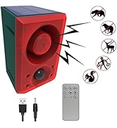 HULPPRE Solar Outdoor Motion Sensor Alarm-Dog Barking&amp;Gunshot Sound,Support Recording&amp;±Volume,130...