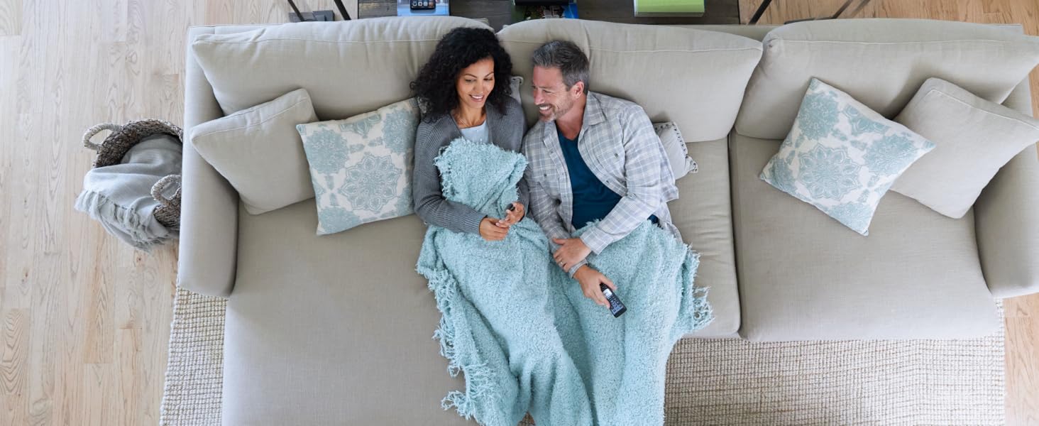 Couple relaxing on their couch