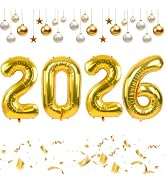 TONIFUL 2026 Graduation Balloons 42Inch Gold 2026 Number Balloons Aluminum Foil Mylar Balloons fo...