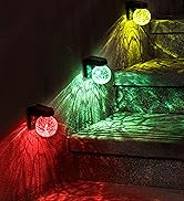 7 Color Changing Solar Fence Lights, Cracked Glass Ball Lights Waterproof