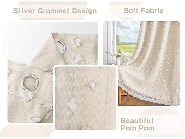pom pom design and double layer curtains