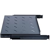 1U Adjustable Vented Sliding Server Rack Mount Shelf - 110lbs - 14-16in Adjustable Mounting Depth...