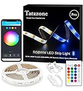 Tatazone RGBWW Bluetooth LED Strip Lights with RF Remote, 32.8FT Tunable White 3000K-6500K+RGB Le...