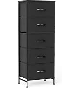 Sweetcrispy 5 Drawer Dresser with Fabric Bins, Sturdy Steel Frame and Wood Top, Storage Organizer...