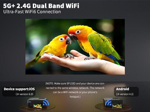 Projector with WIFI and Bluetooth,Native 1080P Projector,Portable Movie Projector for Outdoor Use