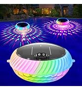 FirstE Solar Floating Pool Lights, 7.6" Dynamic RGB Color Floating Solar Pool Lights IP68 Waterpr...