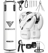 ASBRAVO Punching Bag for Adults, 4ft PU Heavy Boxing Bag Set 12OZ Gloves for MMA Muay Thai Kickbo...