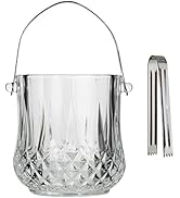 Lily's Home 1000ml -4.62" L x 4.62" W x 8.5" H - Glass Ice Bucket with Handle and Stainless Steel...
