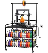 VEVOR 3D Printer Filament Storage Rack with Power Strip, 3-Tier Stand with Filament Storage, Spoo...