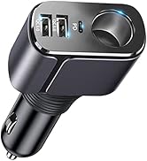 4 in 1 USB C Car Charger Adapter, 210W Multi USB Cigarette Lighter Adapter, Socket Splitter with ...