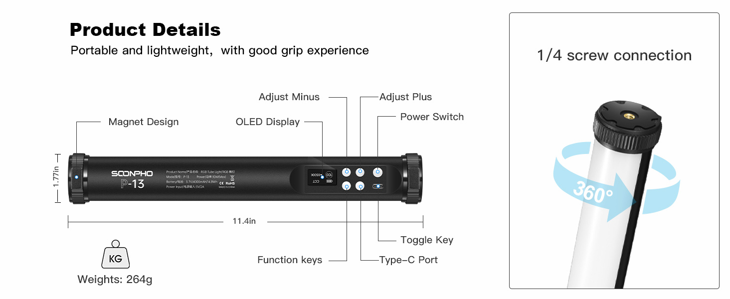 protable rgb led video light 