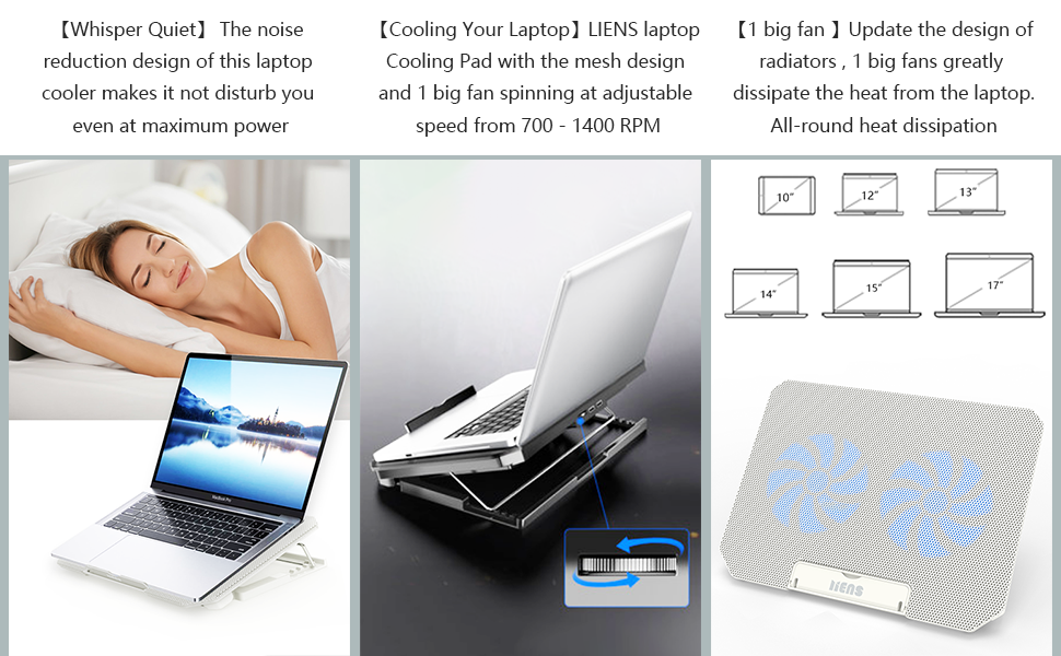 The Laptop Cooling Pad for Professionals Ultra Slim Portable 2 Quiet Big Fans