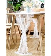 BOXAN 30x120 Inch Vintage White Lace Wedding Table Runner with Rose Floral Table Overlay for Rust...