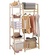 Ufine Bamboo Garment Rack 7-Tier Storage Shelves Clothes Hanging Rack, Heavy Duty Clothing Rack M...