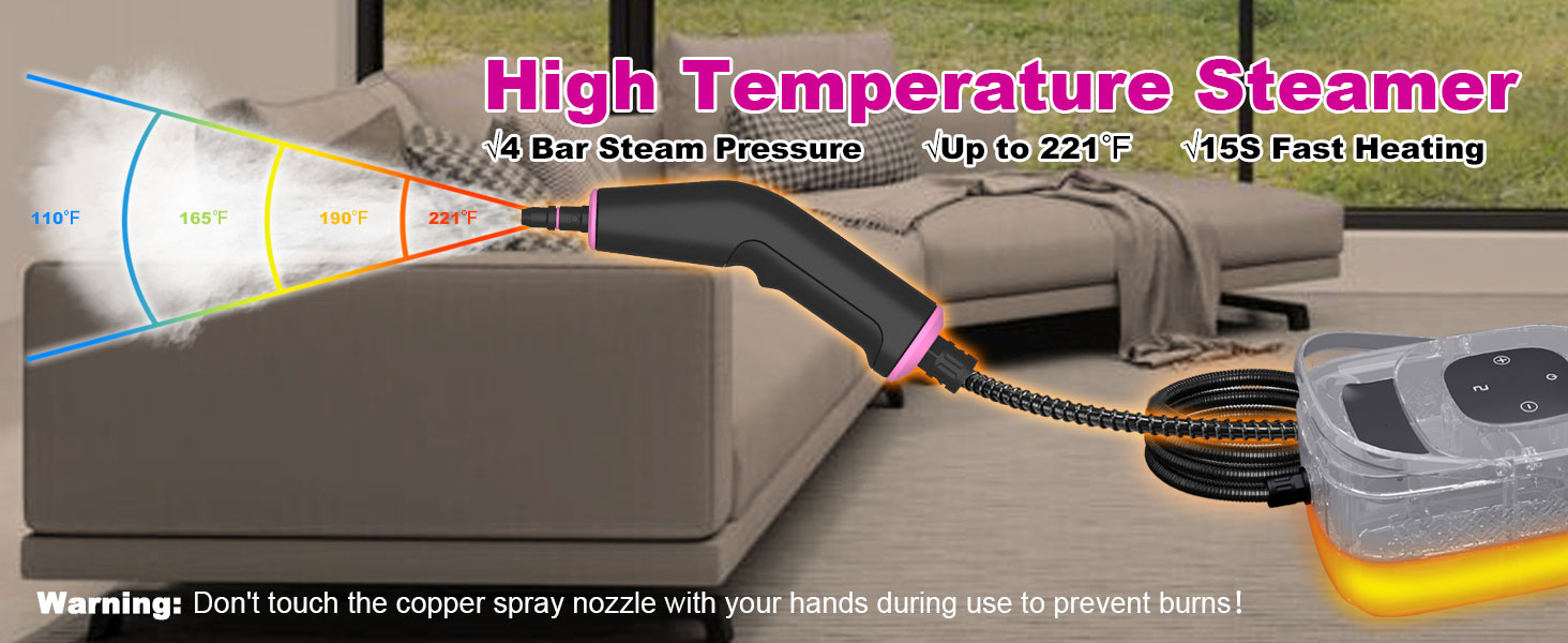 High Pressure Steam Cleaner for Home,Car,Dirt,Grease,Grout,Tile,Couch