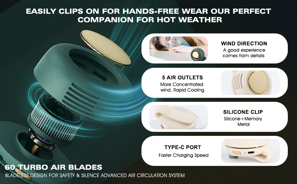 3-Speed Silent Personal Mini Rechargeable Cooling Fans for Better Cooling