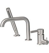 KAPHOME 3-Holes Roman Tub Faucet With Sprayer,Rotatable High Flow Tub Spout,Deck Mount Roman Bath...