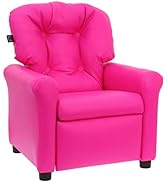 THE CREW FURNITURE Traditional Kids Recliner, Toddler Ages 1-5 Years, Pu Faux Leather, Hot Pink