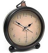 Vintage Retro Analog Alarm Clock, 4 inch Super Silent Non Ticking Small Clock with Night Light, B...