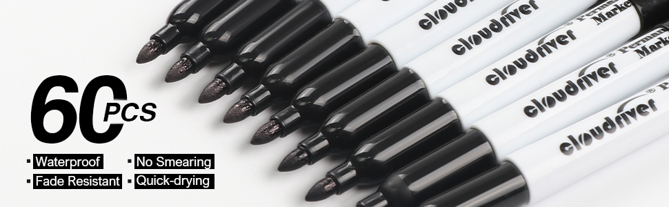 60pcs permanent markers. Waterproof/No smearing/Fade resistant/Quick-drying