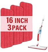 16.5 inch Mop Pads Refills, 3 Pack Microfiber Reusable Replacement Mop Pads Flat Replacements Hea...