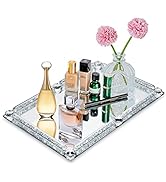 Mirror Crystal Perfume Tray,Crushed Diamond Filled Crystal Glass Tray,Cosmetic Makeup Vanity Tray...