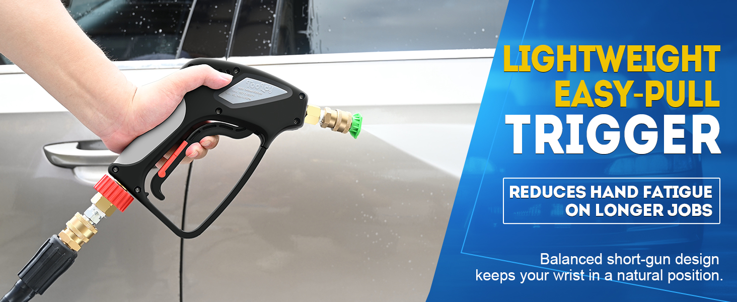 Lightweight Pressure Washer Gun, Easy pull Handle