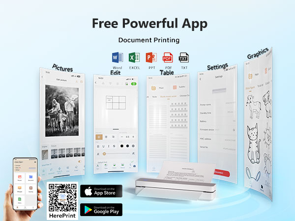 Inkless Portable Printer, Wireless Thermal Printer for Travel