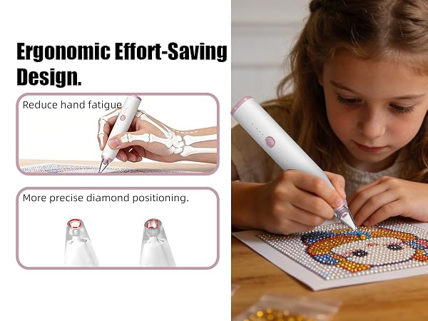 Electric Diamond Painting Pen, Vacuum Diamond Art Pen no Wax Needed Cordless &amp;amp; Quiet
