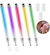 5 Pack 2 in 1 Stylus Pen for Touchscreen,iPad,iPhone,Gradient Colored Stylus Pen with Pen Caps,Hi...