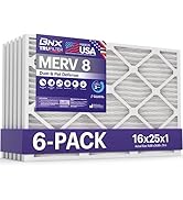 BNX TruFilter 16x25x1 Air Filter MERV 8 (6-Pack) - MADE IN USA – Dust &amp; Pet Defense Electrostatic...