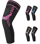 Long Compression Leg Sleeve Knee Compression Sleeves with Adjustable Straps Knee Brace for Men an...