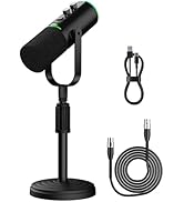 PUPGSIS Podcast Dynamic Microphone, XLR/USB Recording PC Microphones for Broadcast, Podcast, Reco...