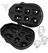VEVOR Skull Ice Cube Tray, 6-Grid Skull Ice Ball Maker, Flexible Black Silicone Ice Tray with Lid...