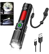 Led Flashlights High Lumens Rechargeable, 1500 Lumens XHP50 Type C Flash Lights Powered Led Recha...