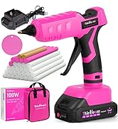 Hot Glue Gun, 20V Pink Cordless Glue Gun with 30 PCS Full Size Glue Sticks, 2Ah Rechargeable Batt...