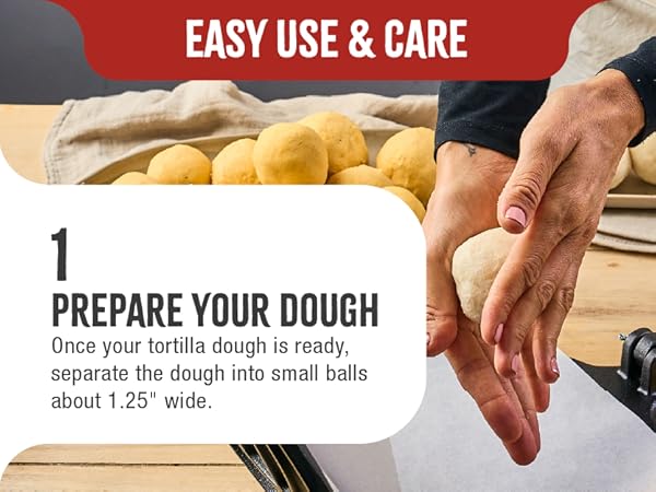 A bowl of homemade dough next to a tortilla maker