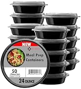 Round Meal Prep Containers With Lids - 24 OZ Reusable Food Containers, 25 Pack - Microwave, Dishw...