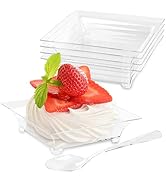 Qeirudu 100 Pack 1 oz Small Dessert Plates for Appetizers - Mini Plastic Plates with Spoons Reusa...