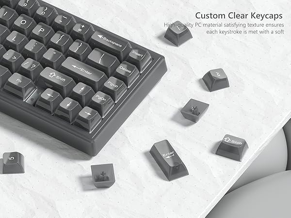 Keycaps Clear, White Keycaps 60 65 75 100 Percent, Transparent Jelly Cute Custom Key Cap