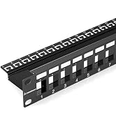 CableGeeker 1U 24 Port Keystone Patch Panel with Cable Management and Sturdy Back Bar, Rackmount ...