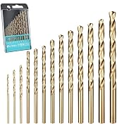 Techhyren 13Pcs Cobalt Drill Bit Set,1/16"-1/4" M35 High Speed Steel Twist Jobber Drill Bits Set ...