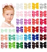 58pcs 3 Inches Grosgrain Ribbon Pinwheel Hair Bows Alligator Clips Hair Barrettes Accessories for...