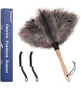 Soarer Ostrich Feather Duster - 14 inches Fluffy Handle Reusable Feather Duster for Cleaning Ceil...
