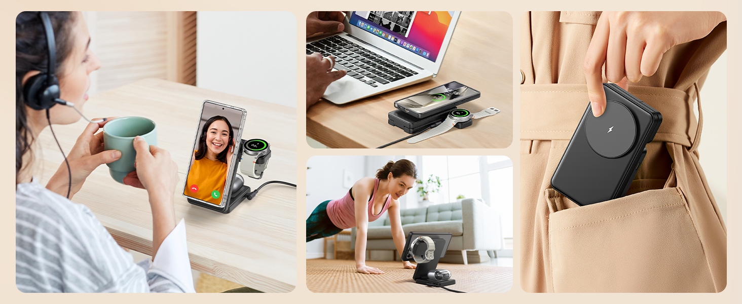 Foldable charging stand for travel