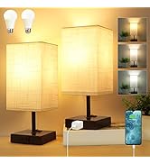 Dott Arts Table Lamp for Bedroom Set of 2,Minimalist Bedside Lamps with AC Outlets,Night Light 27...