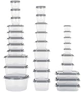 GoodCook EveryWare 60-Piece BPA-Free Plastic Food Storage Container Set, Clear/Grey