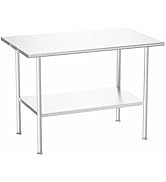 Atelicf All-Stainless Steel Prep Table, 30 X 48 Inch, with Rounded-Edges and Adjustable Undershel...