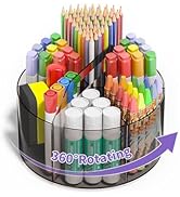 Mefirt Acrylic Pen Organizer, 360 Degree Rotating Acrylic Desk Organizer, Desktop Stationary Orga...