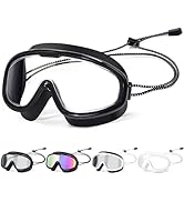 Otionus Swim Goggles for Adult Men Women Youth, Bungee Strap Swimming Goggles Wide View No Hair P...